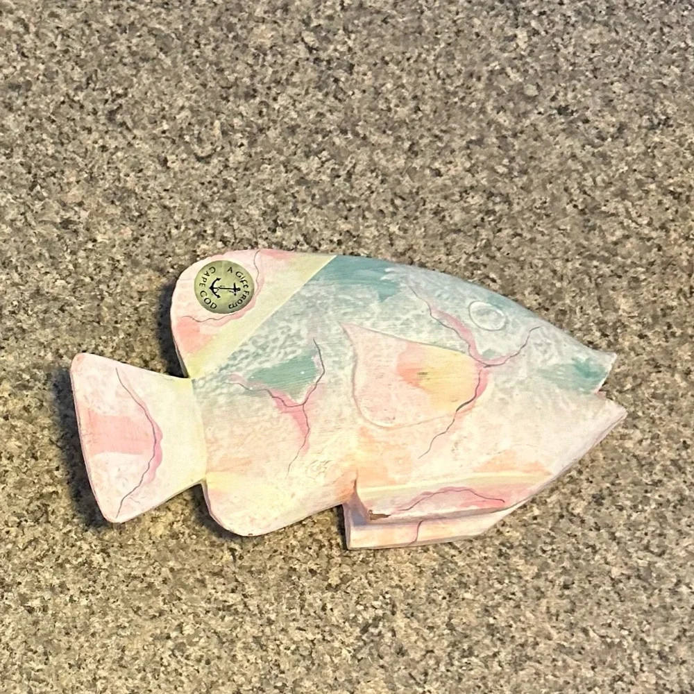 Pastel Hsnd-painted Fish - “A gift from Cape Cod” - 10 1/4 x 6”